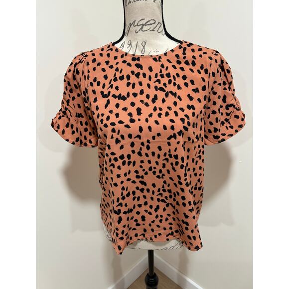 PaperMoon XS Petite Leopard Print Bow Blouse - Picture 2 of 9